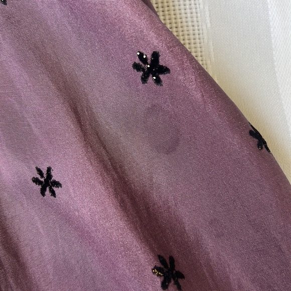 Lily Kid | Size 10 (Girls) Purple Strappy Tank Dress with Black and Gold Flowers - Picture 9 of 14